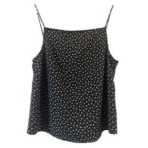 Levi's Womens Black White Floral Ditsy Spaghetti Strap Cami Keyhole Top Large